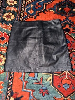 Lauren Ralph Lauren Black ~Mongolian Lamb Leather Mini Skirt Size 0 31" Waist